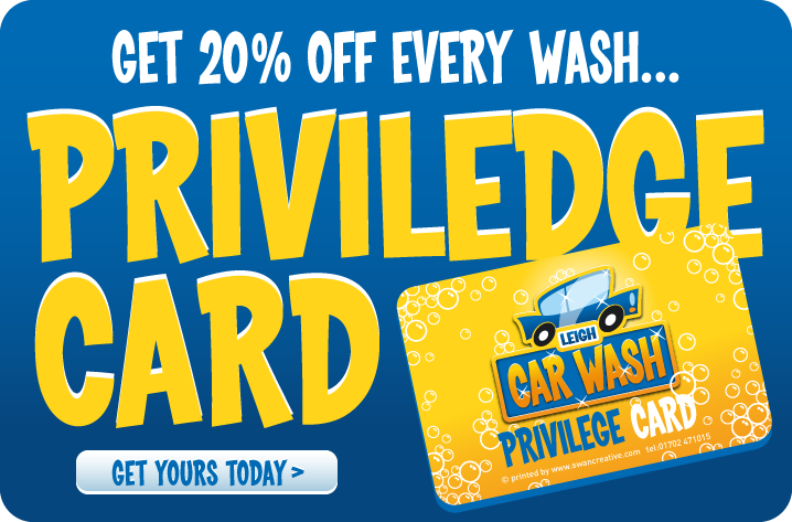Get 20% off every wash... Priviledge Card. Get yours today >